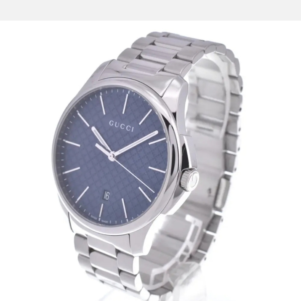 GUCCI ITALIAN LUXURY WATCH ⌚️ BLACK FACE SILVER BODY STUNNING! - Picture 1 of 7
